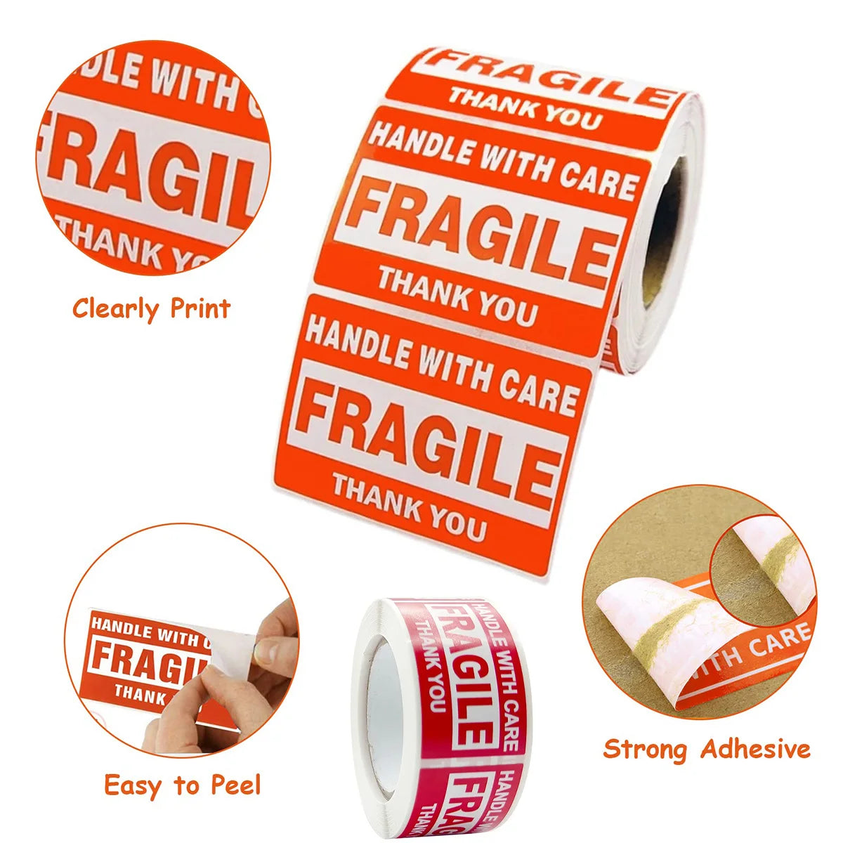 2"x 3" Fragile Stickers 500 Labels Per Roll Strong Adhesive (Handle with Care,Thank You) Labels for Shipping Moving,Do Not Bend