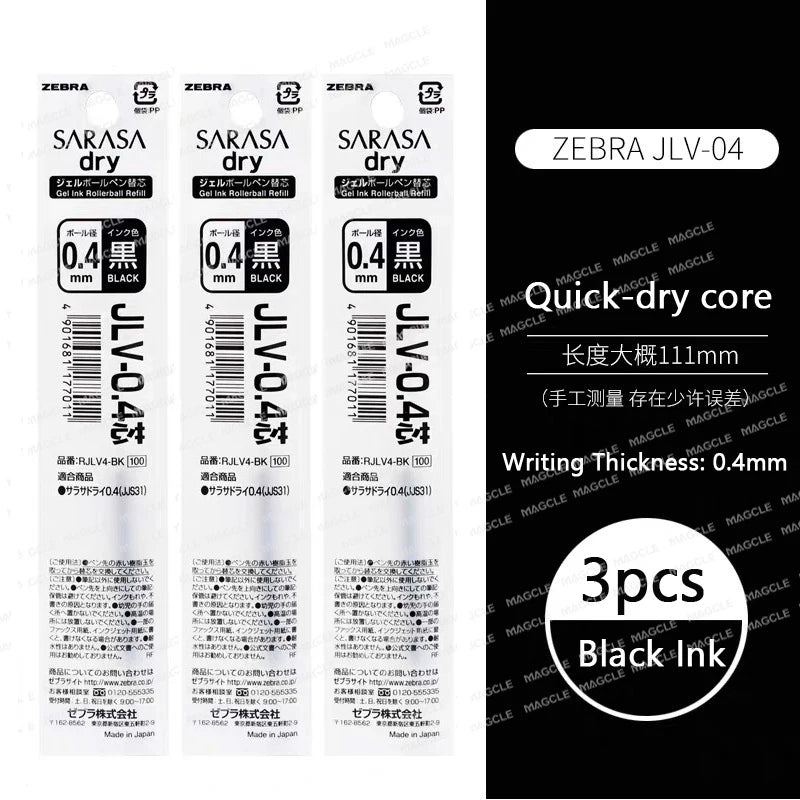 ZEBRA SARASA Dry airfitgrip Gel Pen 0.5/0.4mm Black Core Quick-Drying Smooth Writing Stylos boligrafo gel Stationery for school