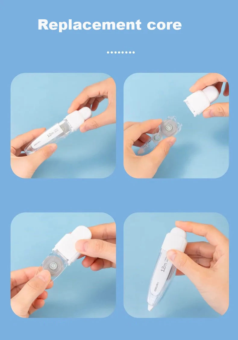 Press Correction Tape Set 5mm*12m Large Capacity Refill Replacement Stationery School Office Supplies Pen Style Correction Tape