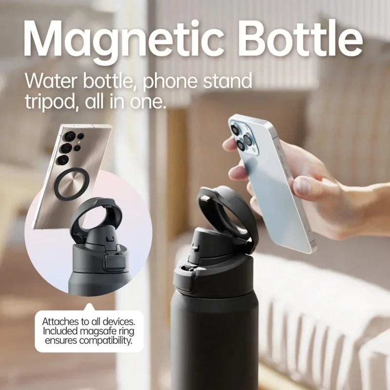 FEIJIAN 710/950ML Stainless Steel Sports Water Bottle with Magnetic Phone Holder Bouncing cover Insulation Cup Magnetic Thermos