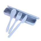 Straw Cutlery Set Modern Portable Fork, Spoon, and Knife Set with Storage Case Ideal for Office, School, and Picnics