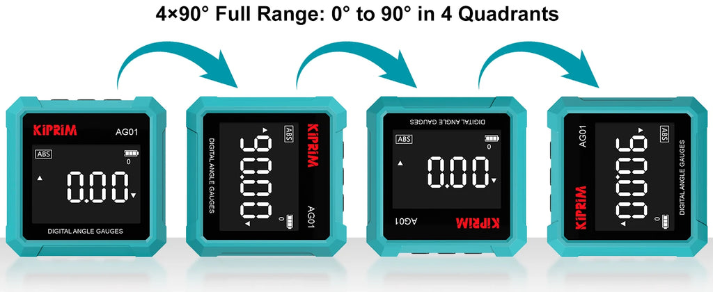 Kiprim Digital Goniometer Electronic Level Box Electronic Angle Ruler Backlight Protractor Wood Working Inclinometer Tools