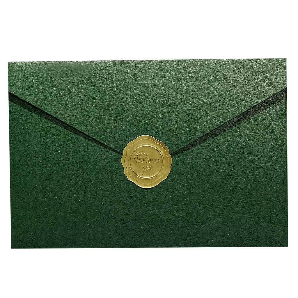 10Pcs Pearl Color Ins Style Envelope Invitations with Gold Sealing Stickers, Multi-Purpose Envelopes for Weddings, Birthdays, Fa