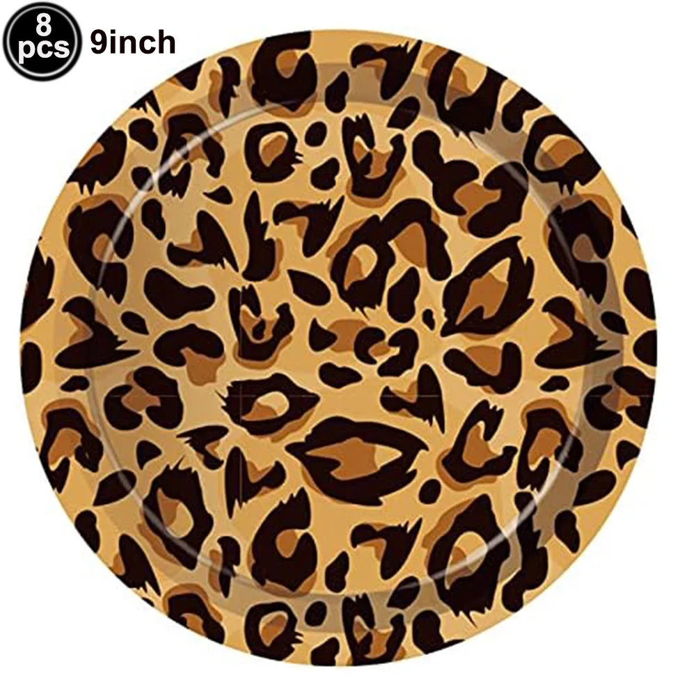 Jungle Safari Wild Animal Party Supplies Disposable Jungle Zoo Animal Print Paper Plates Napkins for Birthday Party Baby Shower