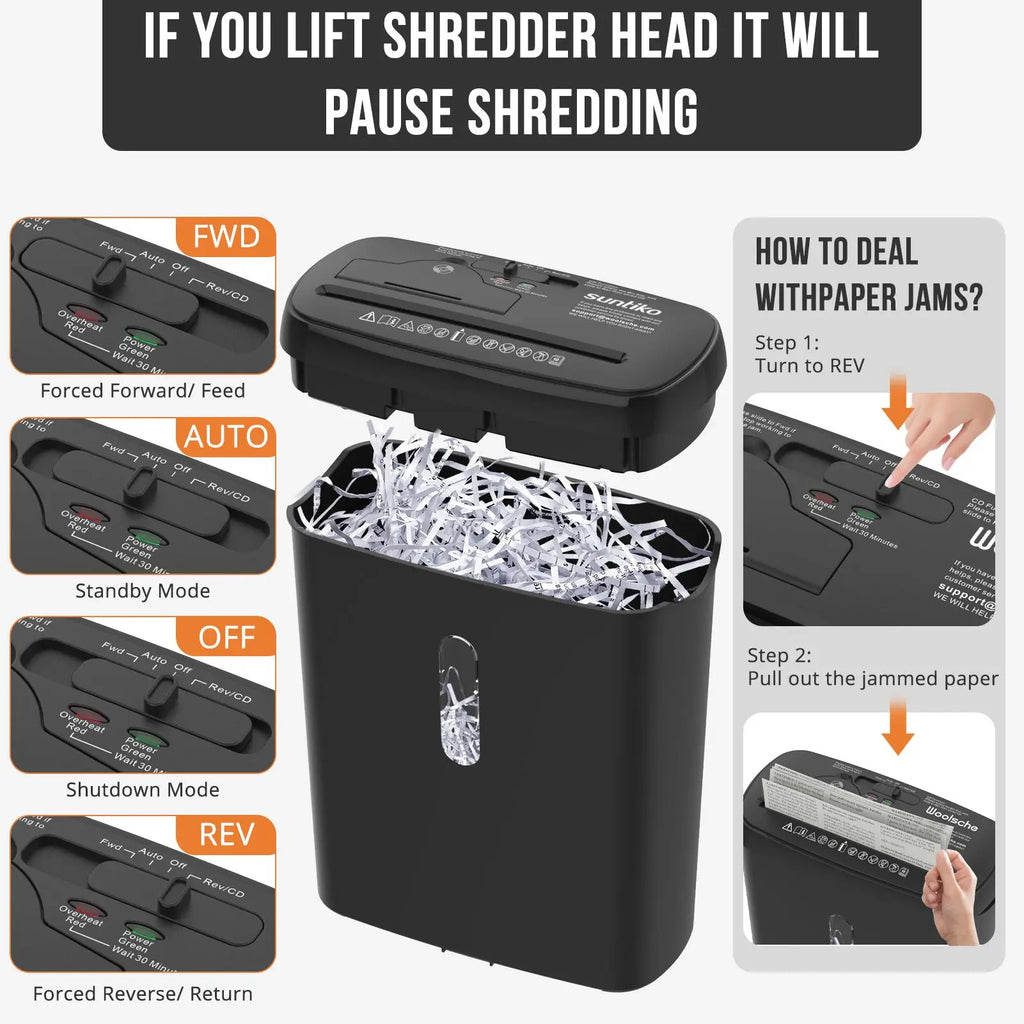 Home Office Paper Shredder, 10-Sheet Strip Cut P-2 Security Level, CD & Credit Card Shredder, Low-Noise Jam-Proof, 5-Min Continuous Shredding, 3.17-Gallon Clear Basket