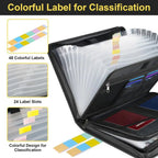 13 Pockets Accordion File Organizer Fireproof Portable Document Bag with Zipper & Labels Expanding File Folder