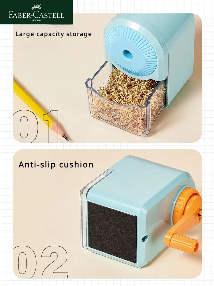 FABER CASTELL Manual Hand Crank Pencil Sharpener Sharpen 8mm in Diameter Candy Colors for Kids,Artists,Student Office Stationery