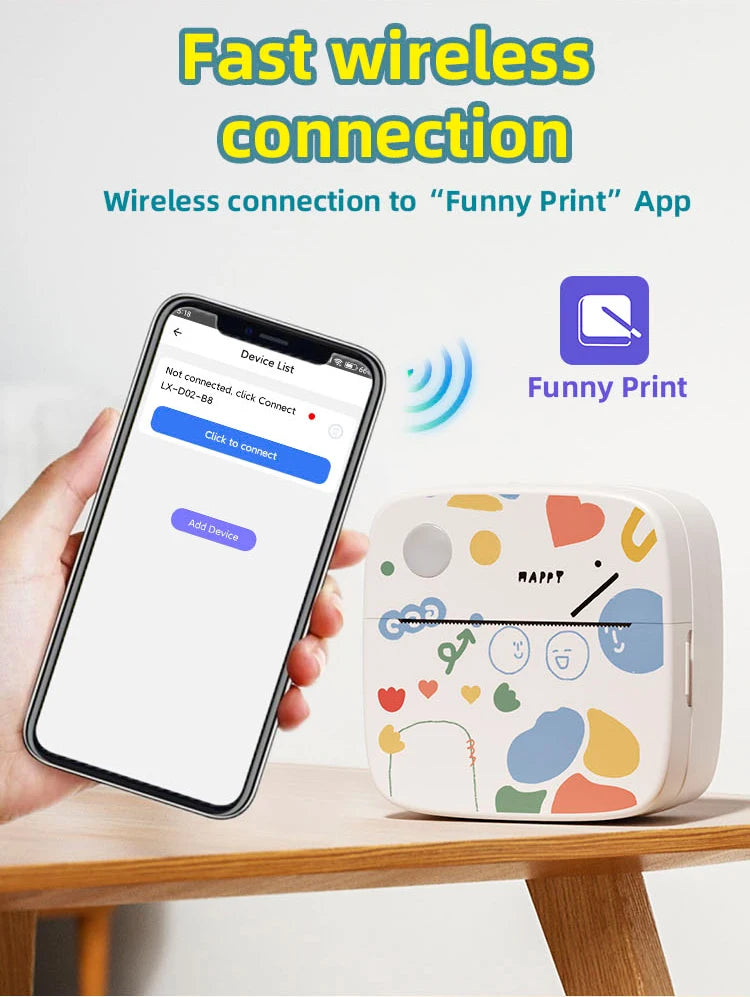 DOLEWA D2 Doodle Portable Printer Thermal Paper Printer Label Sticker Paper Print Wireless Label Maker Printer for DIY Photo Pri