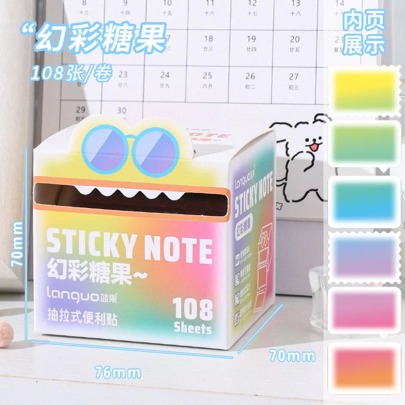 Mr. Paper 105/108Sheets/roll Pull-out Sticky Notes Student Stationery Sticky Notes Transparent Color Sticky Notes DIY Handbook