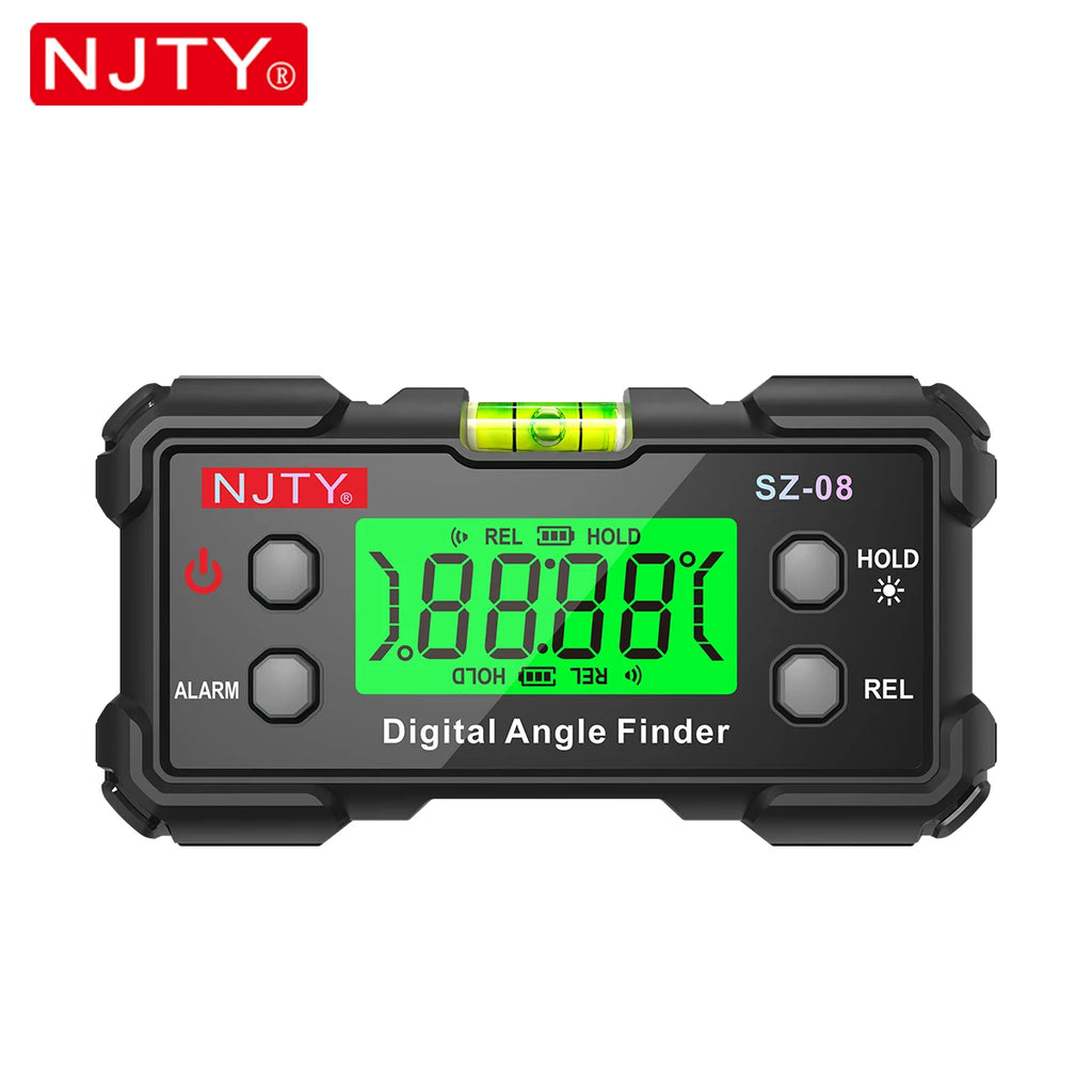 NJTY Digital Protractor Angle Finder Gauge Backlit Flip Screen Magnetic Inclinometer with Absolute REL Mode Measuring Tool