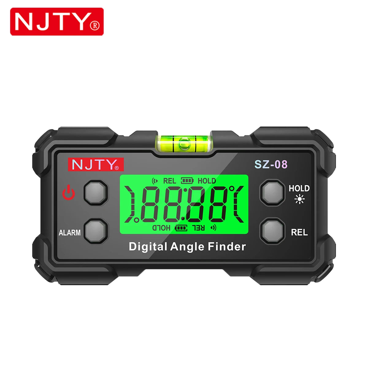 NJTY Digital Protractor Angle Finder Gauge Backlit Flip Screen Magnetic Inclinometer with Absolute REL Mode Measuring Tool