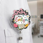 Personalized Custom Name Teacher Badge Reel,Acrylic Retractable ID Badge Holder,Back To School Gift,Educator Staff Accessory