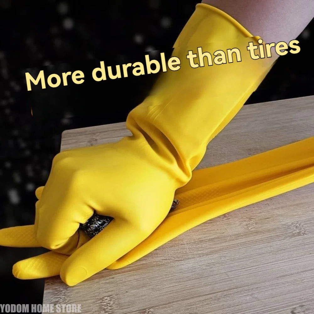 【Top Quality】Latex Glove Rubber Household Kitchen Thickened Acid and Alkali Resistant Latex Gloves Wholesale Dishwashing Laundry