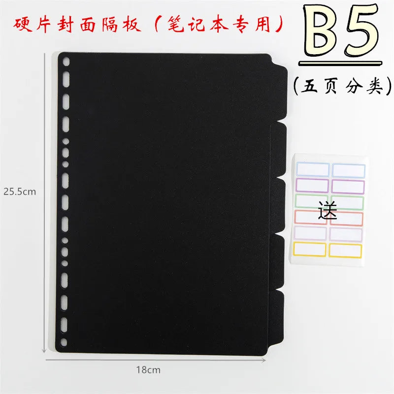 A4 A5 B5 Binder Dividers Genera Holes Binder Index 5 Tabs Frosted Plastic Planner Divider for Round Ring Binder Sheet Protector