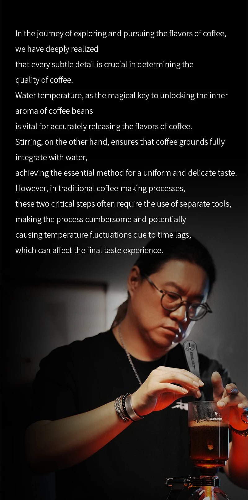 MHW-3BOMBER Wand Coffee Stirrer with Digital Thermometer Coffee Syphon Stir Stick for French Press Barista Coffee Accessories