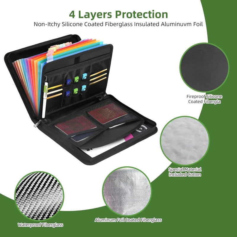 Accordion Document Organizer 220°F Fireresistant Document Organizer Zipper And Tab Document Organizer For A4 Documents