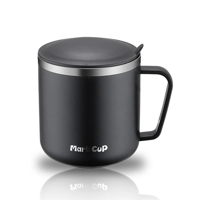 400ml 304 Stainless Steel Coffee Mugs Portable Cups Heat Insulation Anti-fall Thermos Mug Home with Cover and Handle Mug