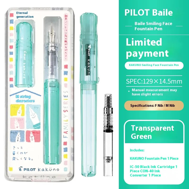 Pilot Kakuno Fountain Pen,Limited Edition Madoromi White (F/M Nib) for Students, Calligraphy& Daily Writing Japanese Stationery