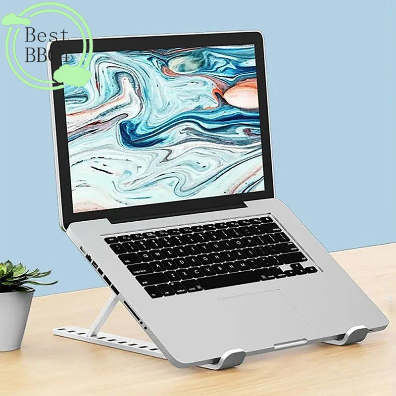 (BBQ4)Universal Laptop Stand Adjustable Notebook Holder For Macbook Non-slip Foldable Cooling Base Bracket For Tablet Phone