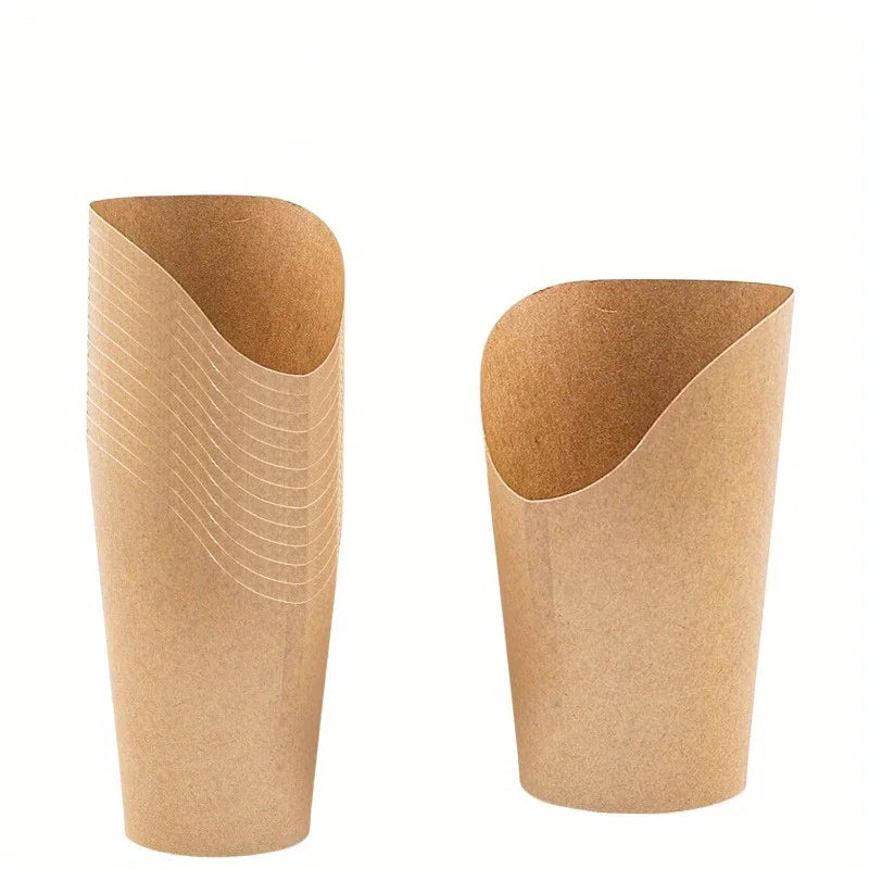 50/100PCS Disposable French Fries Cups Kraft Paper Snack Cups Ice Cream Waffles Dessert Catering Party Food Containers Supplies