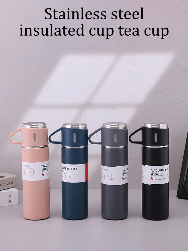 One Cup Three Lid Thermos Cup Set 304 Stainless Steel Handle Lid Gift Cup Men's And Women's Portable Gift Box Set