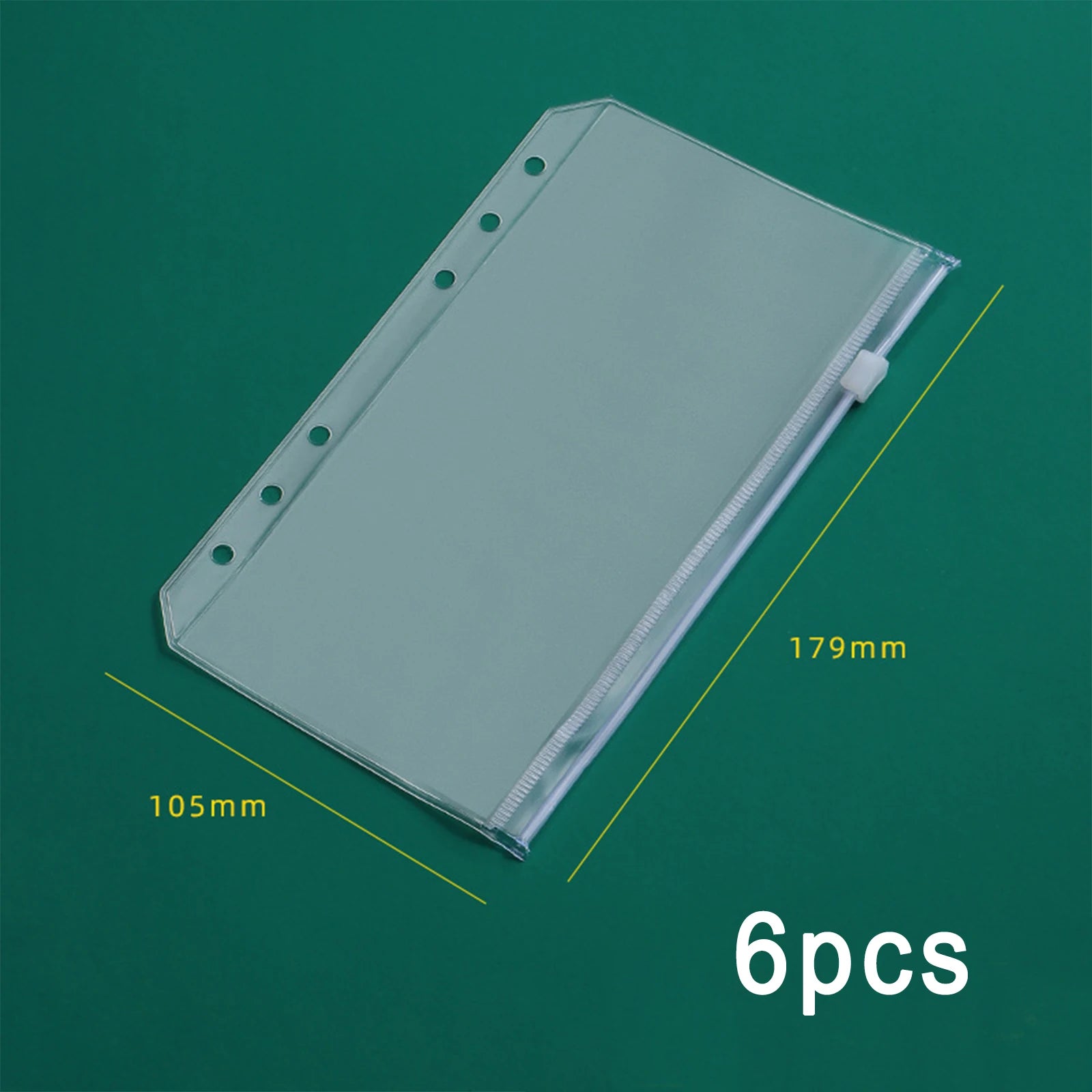 A6 Binder Pockets 6 Holes Cash Envelopes for Budgeting, Clear Zipper Folders for 6-Ring Budget Binder