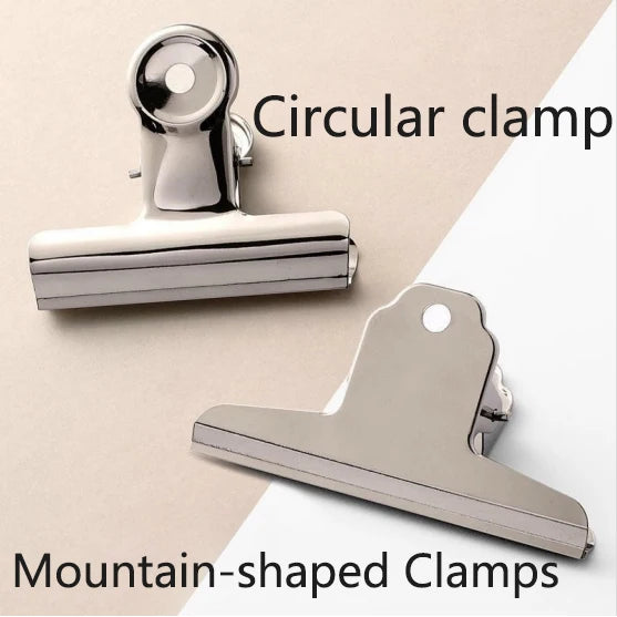 6Pcs Stainless Steel Round Clamps Strong Multi-specification Mountain-shaped Clamps Dovetail Clamps Bill and Document Clamps