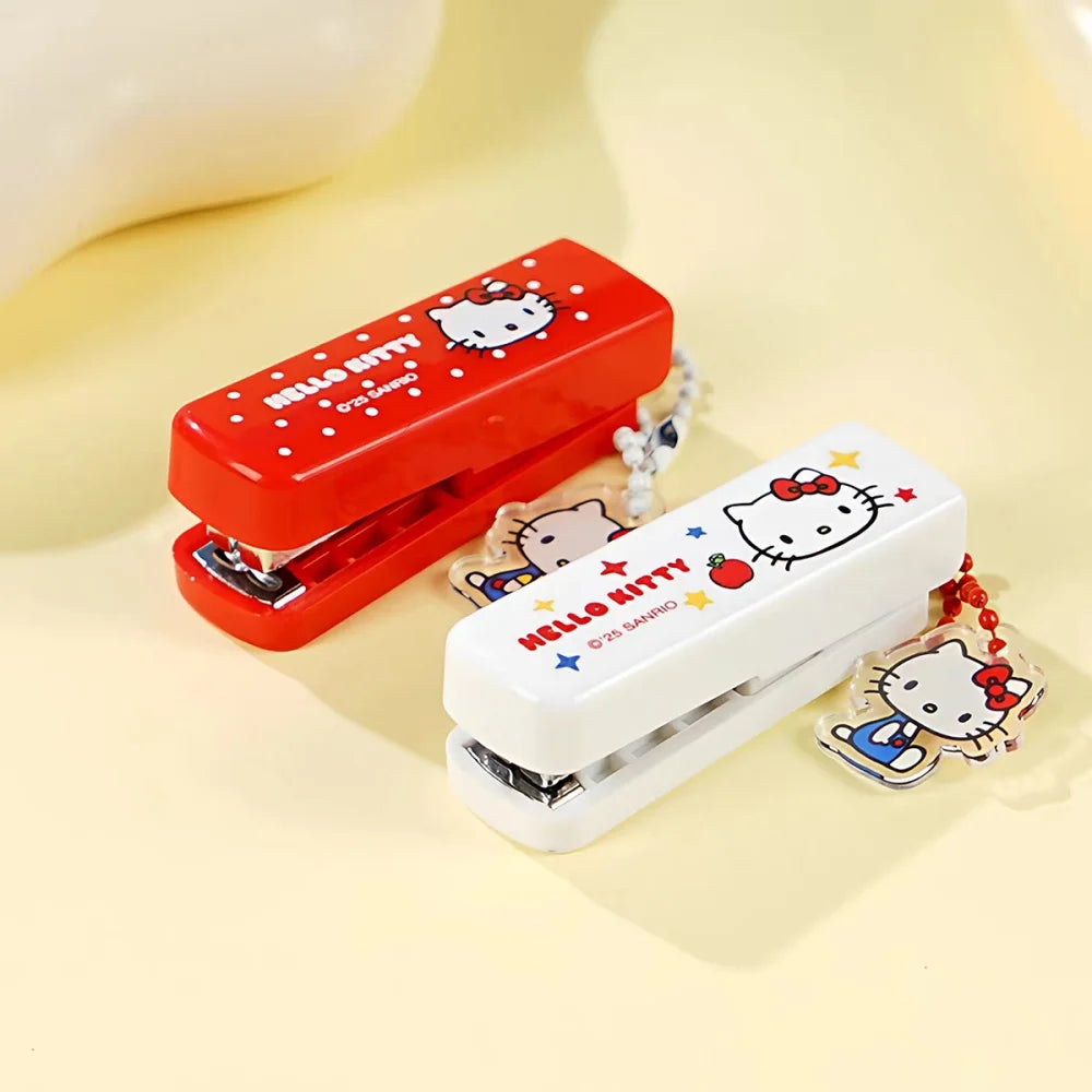 Genuine Sanrio Hello Kitty Stapler Set Cartoon Mini Portable Campus Office Stationery Supplies Books Document Binding Machine