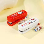 Genuine Sanrio Hello Kitty Stapler Set Cartoon Mini Portable Campus Office Stationery Supplies Books Document Binding Machine