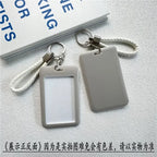 1Pc Solid Color Student Bus ID Card Protective Cover Keyring School Access Door Card Credit Card Holder Bag Set Key Chain