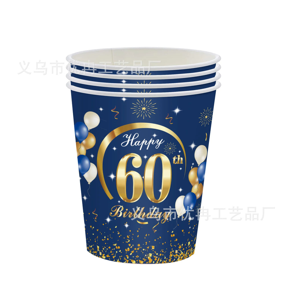 18th 30th 40th 50th 60th 70th Birthday Decorations Men Women Blue Birthday Happy Birthday  Plates Cup Tableware Anniversary
