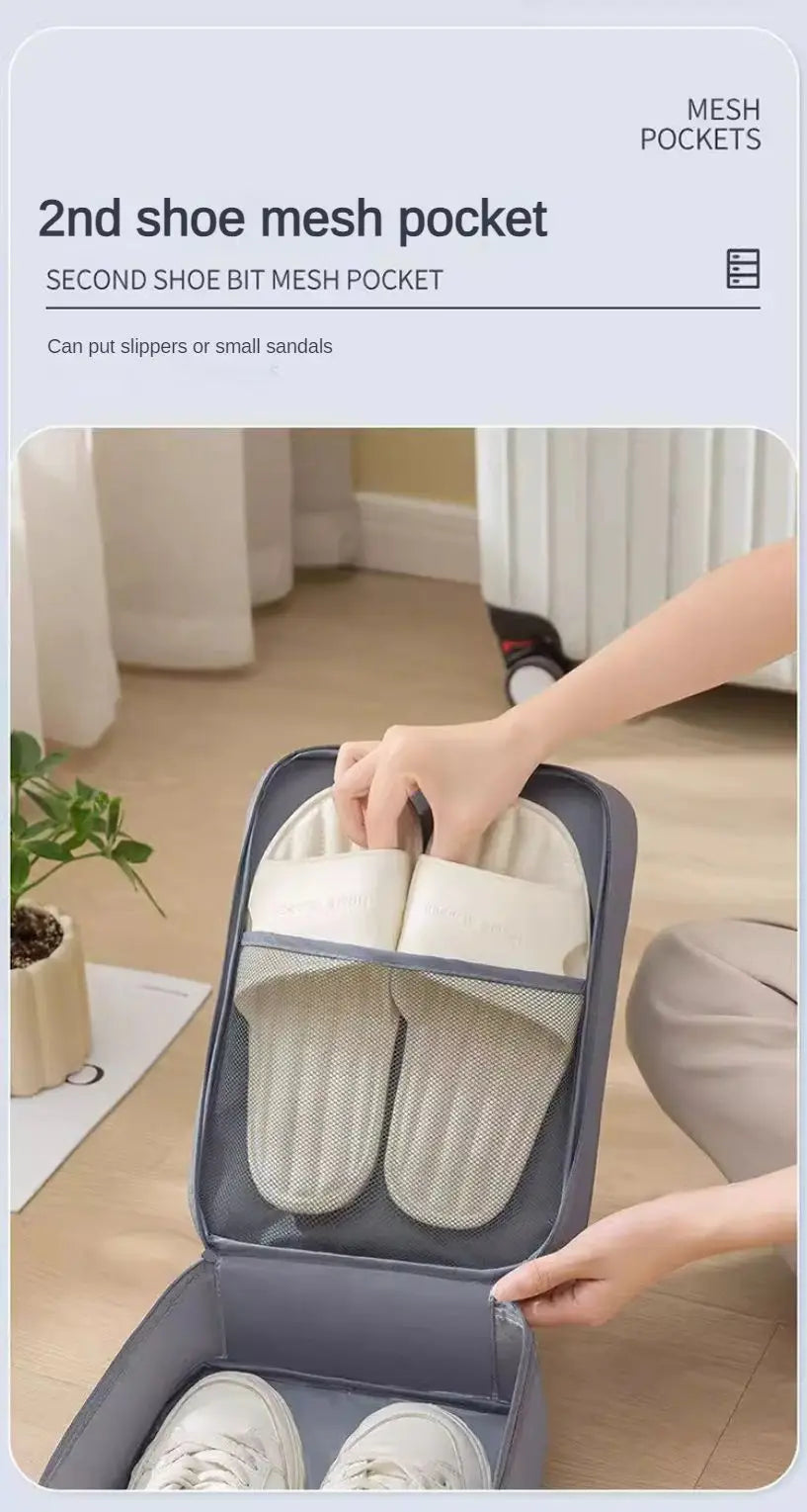 Travel Shoe Bag Storage Bag Washed Diagonal Breathable Mesh Multiple Pairs of Shoes Portable Shoe Box for Business Trips