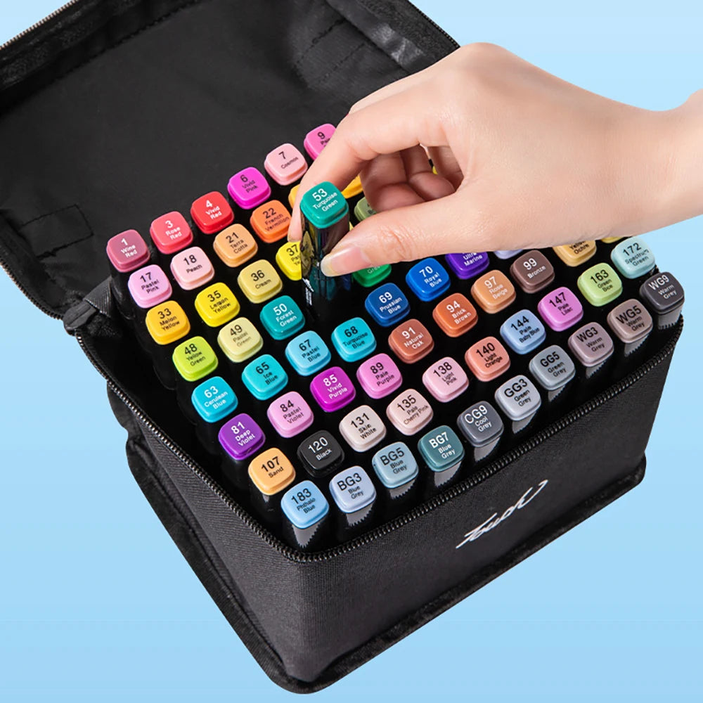 12-168 Colors Markers Set Double Headed Marker Pen Student Animation for Bookmark Manga Drawing Painting School Art Supplies