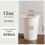 500pcs 12oz 360ml/400ml/420ml Disposable Paper Cups - Custom Logo Printed Bulk Coffee Cups, Thickened Hot/Cold Drink Container