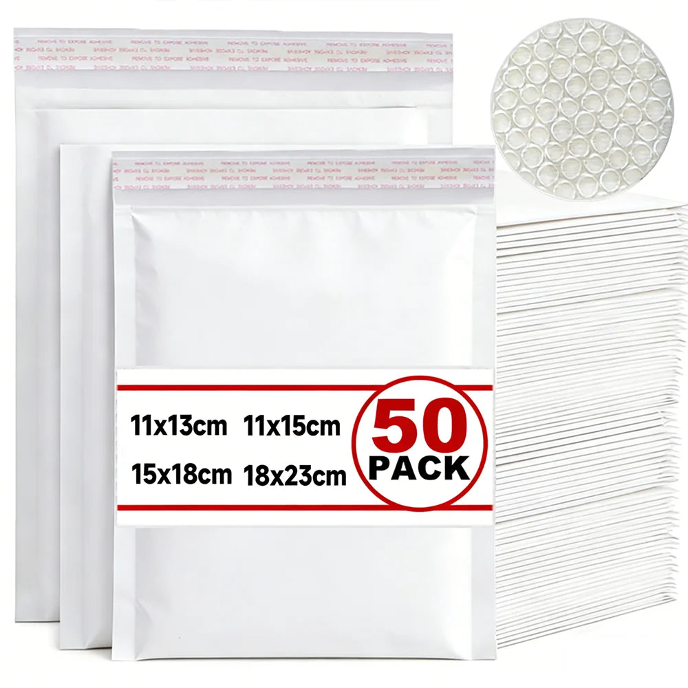 10-50Pcs White Kraft Bubble Mailers Self-Sealing Storage Paper Envelope Waterproof Cushioned Padded Foam Shipping Packaging Bags