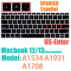 Keyboard Protective Film Silicone for 12-16' MacBook Air/Pro M1 M2 M3 Spanish Keyboard Cover Soft Protection Accessories Black