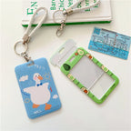 1Pc Solid Color Student Bus ID Card Protective Cover Keyring School Access Door Card Credit Card Holder Bag Set Key Chain