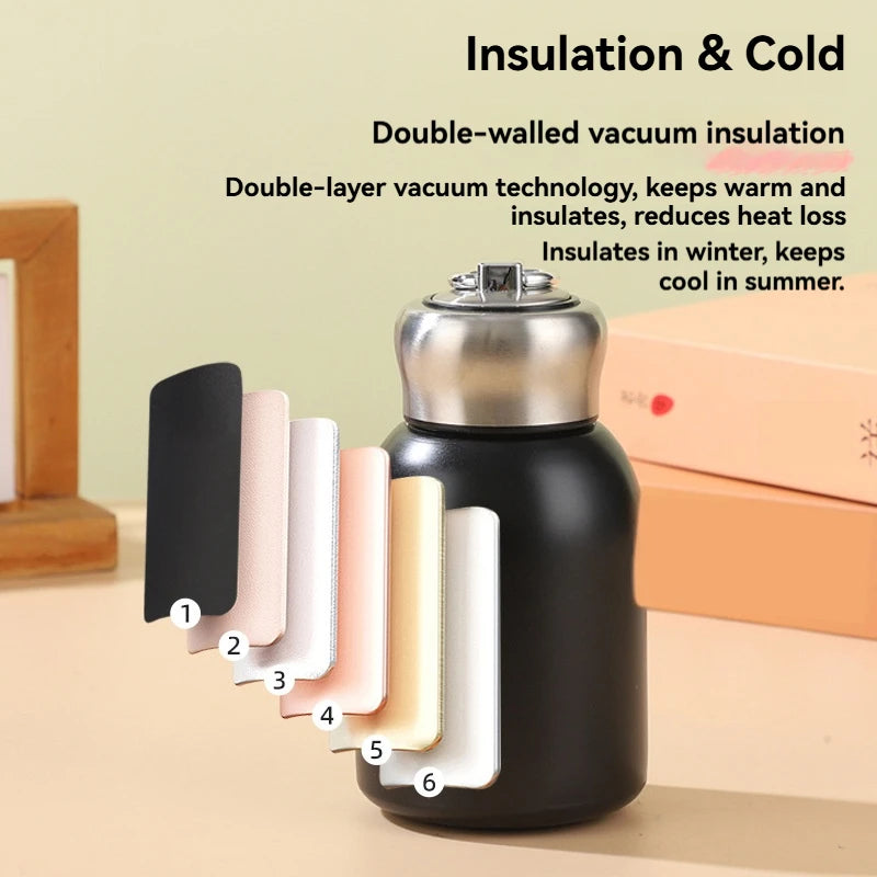 300ML Stainless Steel Vacuum Flask with Lifting Ring Mini Thermos Cup Car Insulated Cup Portable Travel Water Bottle Coffee Mug