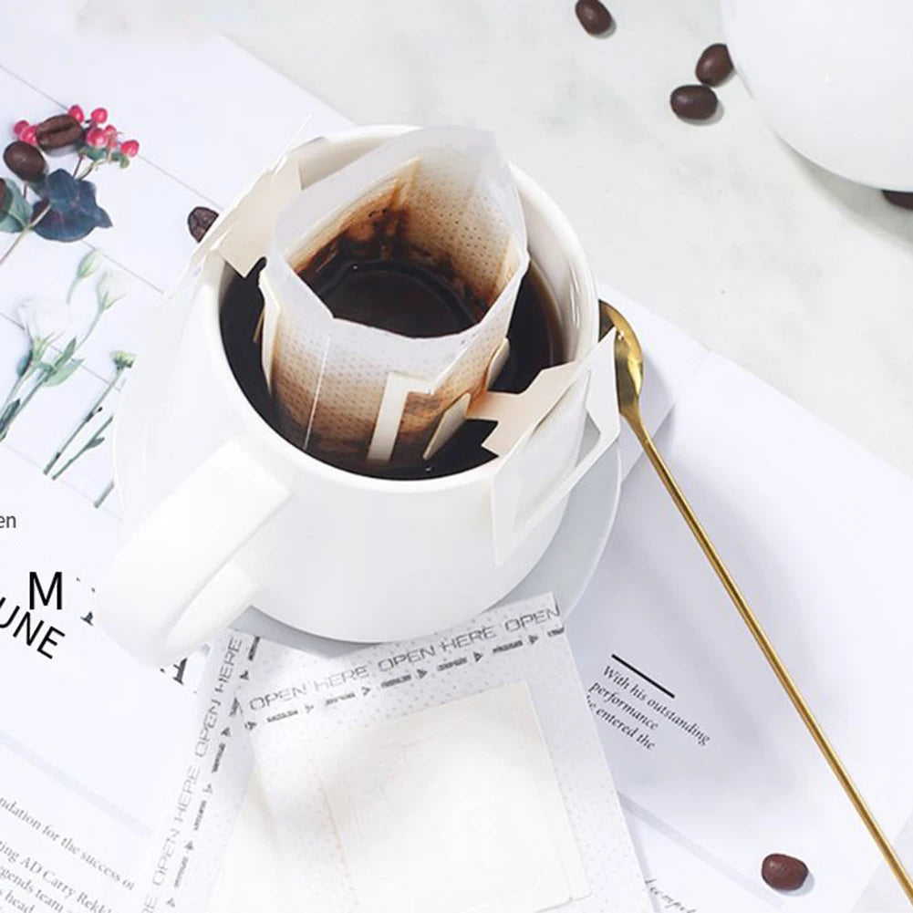 50pcs Coffee Filter Paper Bags Disposable Drip Coffee Bag Portafilter Hanging Ear Espresso Coffee Accessories Tea Tool
