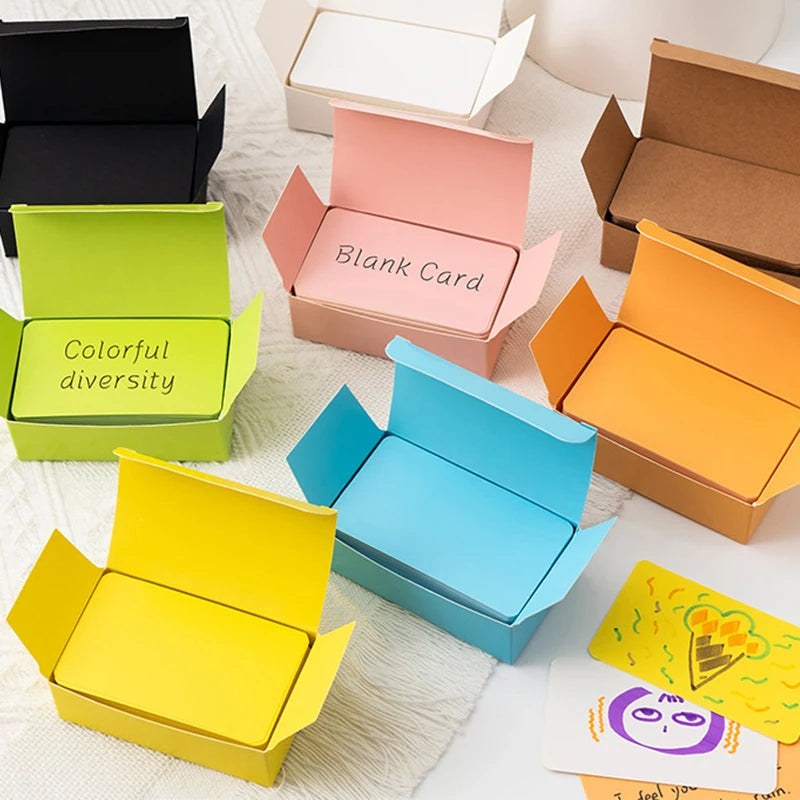 100Pcs/Box Colorful Blank Index Cards Thick Hard Cardstock DIY Handwriting Flash Cards  Study Memo Drawing Note Cards