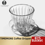 TIMEMORE B75 Basket Coffee Dripper Crystal Eye Pour Over Coffee Filter PCTG 1-2Cups Coffee Maker Flat Bottom Increase Uniformity