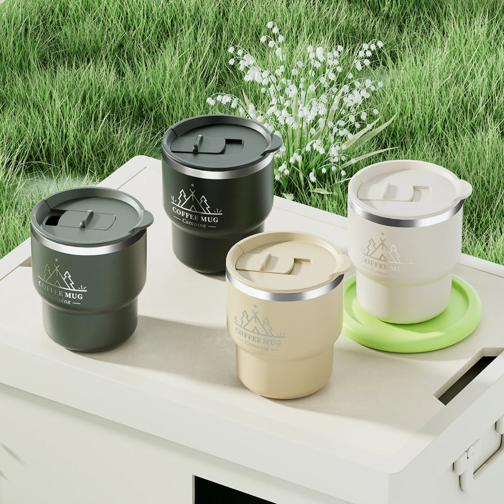 400ML Thermal Cup 304 Stainless Steel Double Layer Insulated Water Cup Office Milk Coffee Mug Student Portable Sealed Tumbler