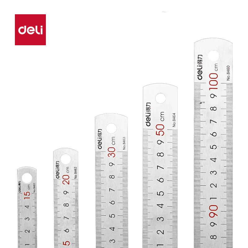 Deli Stainless Steel Ruler for Students And Woodworkers Straight Edge Measuring Tool for Drawing And Drafting 15/20/30/50cm