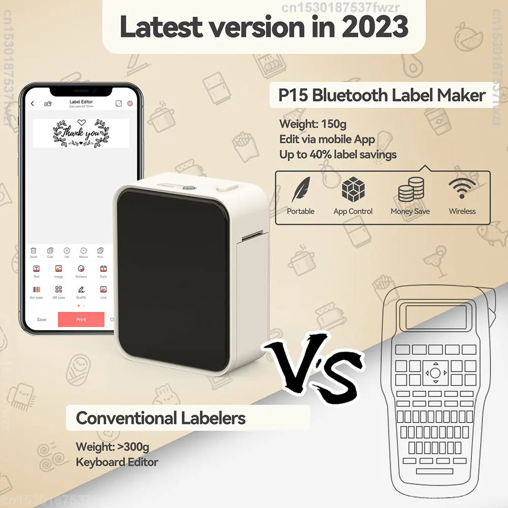 Marklife P15 Thermal Label Printer Similar as D11 D110 D101 Labeling Machine Wireless Bluetooth Label Maker With Label Sticker