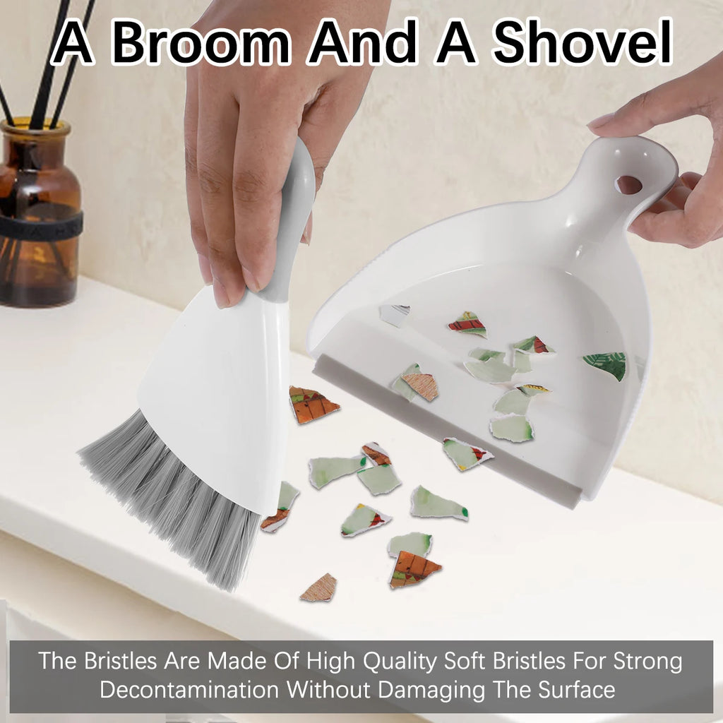 Mini Dustpan and Brush Set Portable Table Top Cleaning Dining Table Crumb Sweeper Multipurpose Desktop Keyboard Cleaning Tools