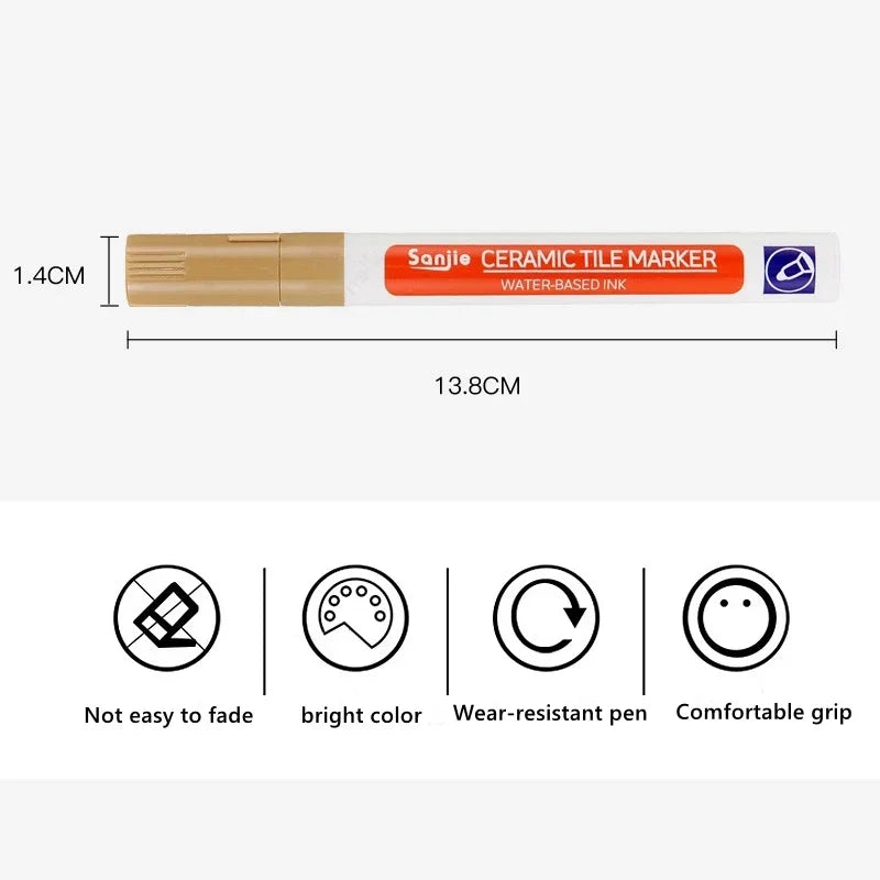 White Waterproof Tile Marker Grout Pen Wall Seam Pen 10Color Optional,for Tiles Floor Bathroom Decontamination Seam Repair