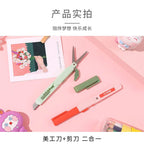 Creative Handbook Utility Knife Portable Paper Cutter Office Stationery Pen Shape Dual-purpose Small Scissors