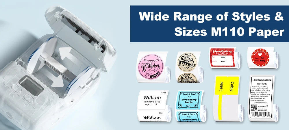 Phomemo Label Printer M110 Label Maker Barcode Label Printer for Address, Barcode, Clothing, Photo,Logo,Jewelry,Retail,Business