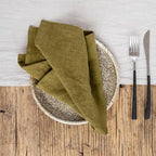 Set of 4 Cloth Napkins 100% Pure Linen 16x16Inch Hemmed Dinner Napkins Easy Care Machine Washable for Christmas Wedding Party