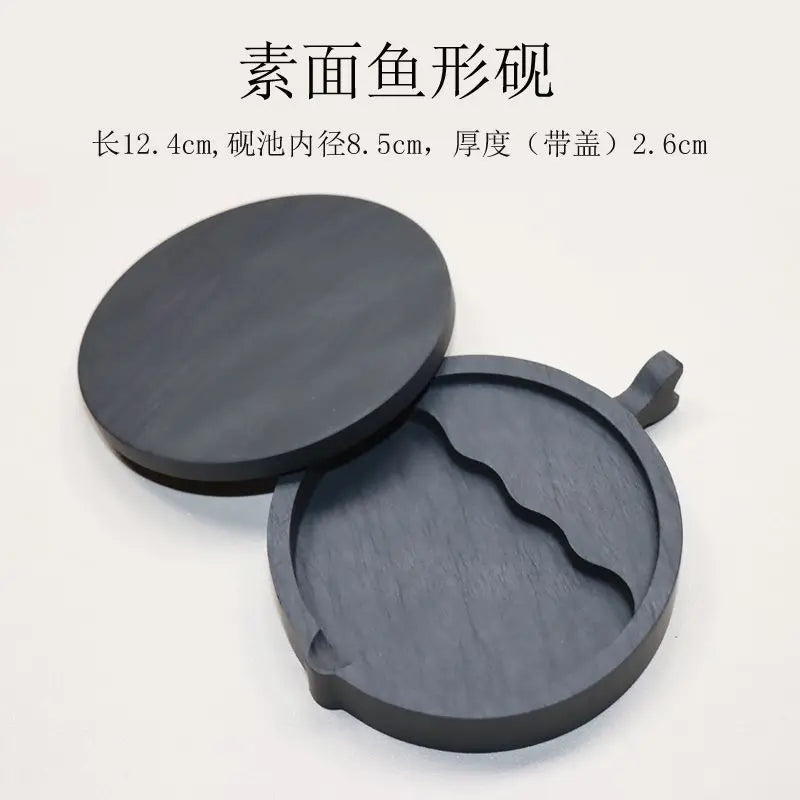 Natural Raw Stone Fish-shaped Ink Slab Multifunctional She Ink Stone Exquisite Traditional Portable Inkstones Beginners Students